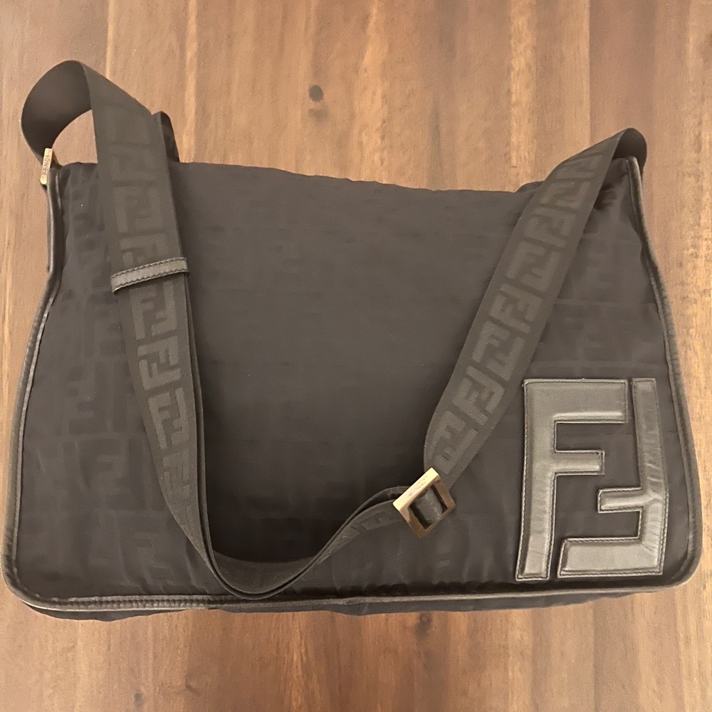 Black Fendi Messenger Bag Unisex